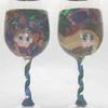 Matching Dream Vessel Glasses. "Caned" Portraits and geometric patterns. Photo shows front and back of matched glasses.