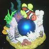 Coral reef gazing ball. Polymer clay sculpted fish and sea life with corals and glass.